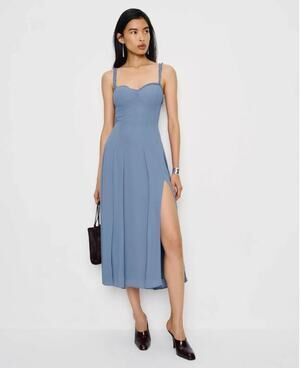 Reformation Katara A-Line Midi Dress Cornflower Blue Size 12 NEW wedding guest